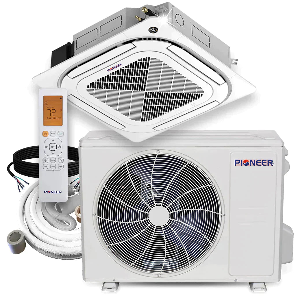24,000 BTU 20.7 SEER 8-Way Slim Cassette Mini-Split Air Conditioner Heat Pump System N385