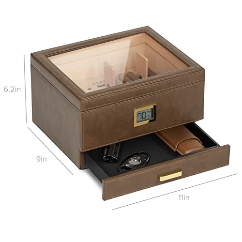 Glass Top Humidor with Cedar and Digital Hygrometer S365123