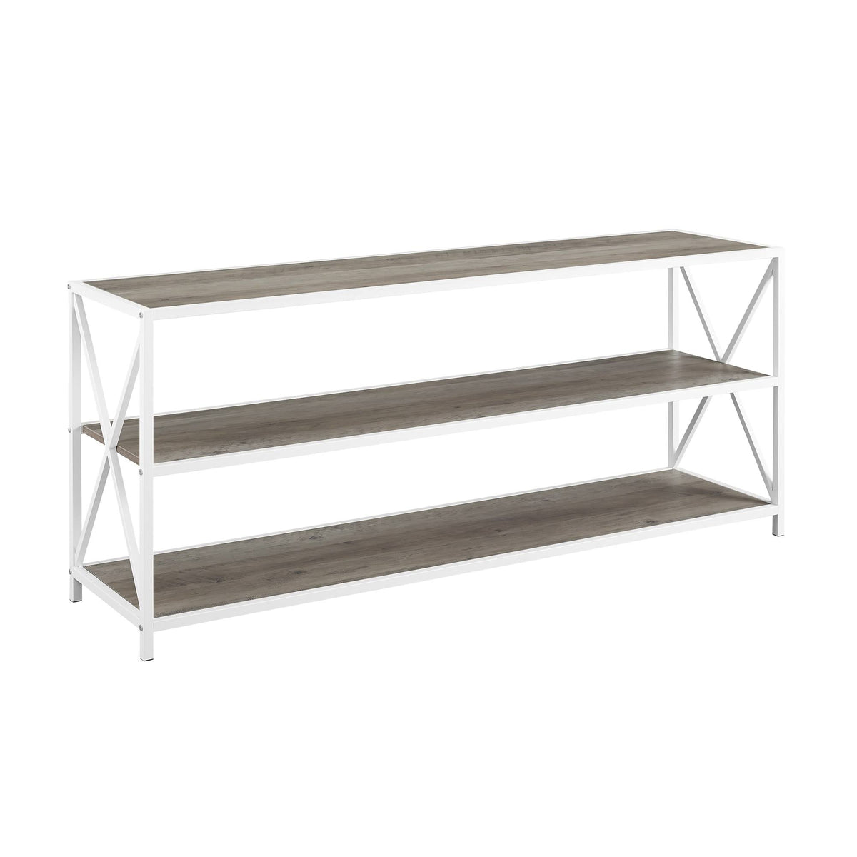 X-Frame 60x22 Wide 2 Shelf Laminate Industrial - Dark Walnut D807