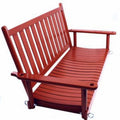Red Wood Porch Swing with Vertical Slat Back and Seat K42445