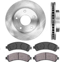 5 Lug Brake Disc Rotors and Ceramic Brake Pads with Clips X830534