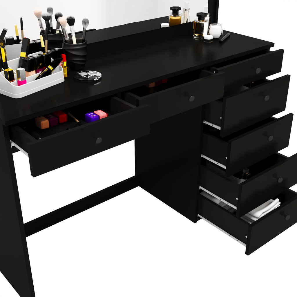Modern Black Vanity Table with Wide Mirror Q43230