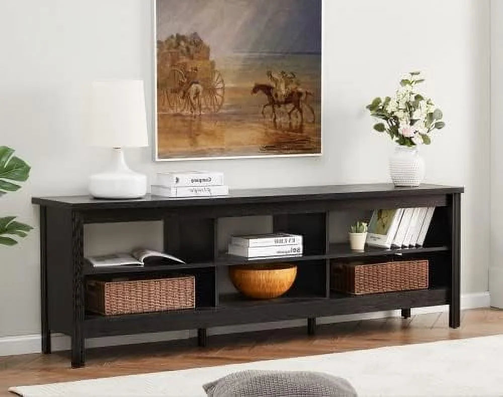 Brown Farmhouse TV Stand with 6 Cubby T6520