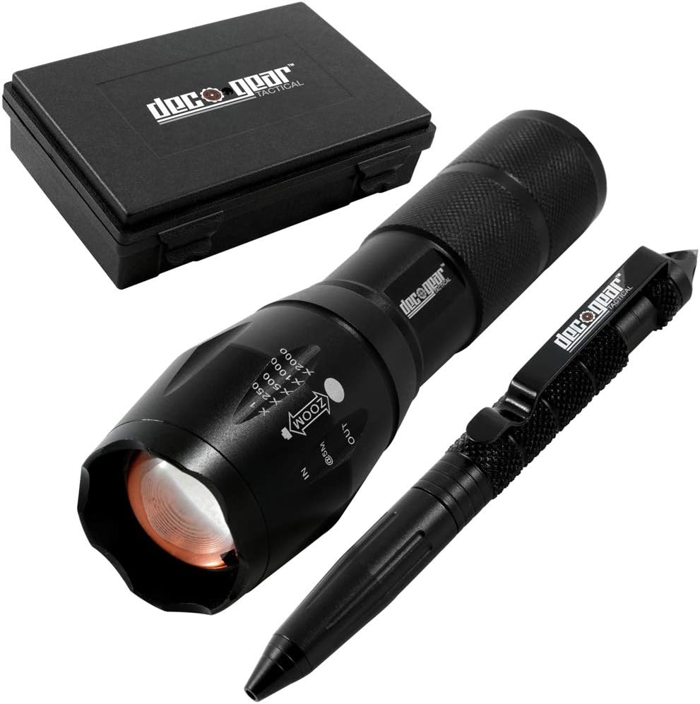 Riflescope Bundle with Tactical Flashlight and Tactical Pen Set with Water/Shockproof Case and Microfiber Cleaning Cloth N864