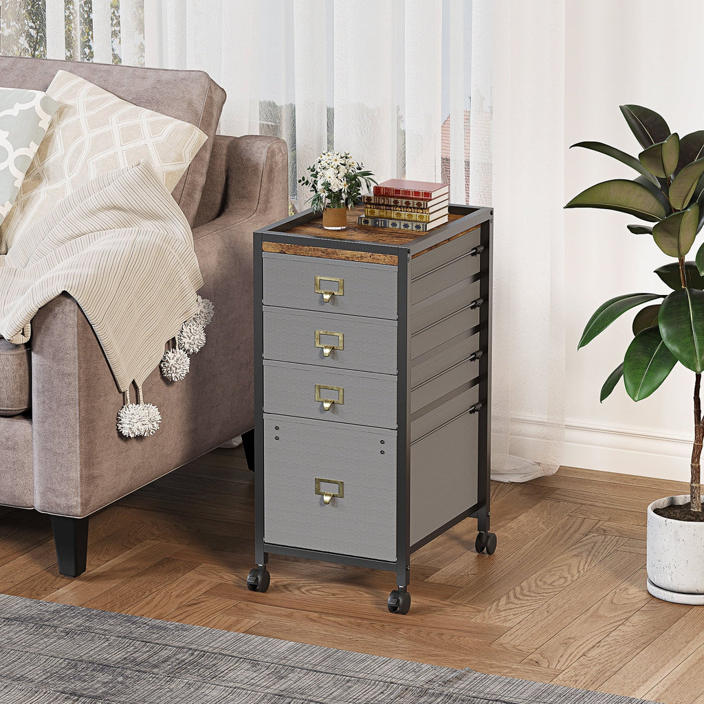 4 Drawer Black Fabric File Cabinet C2025