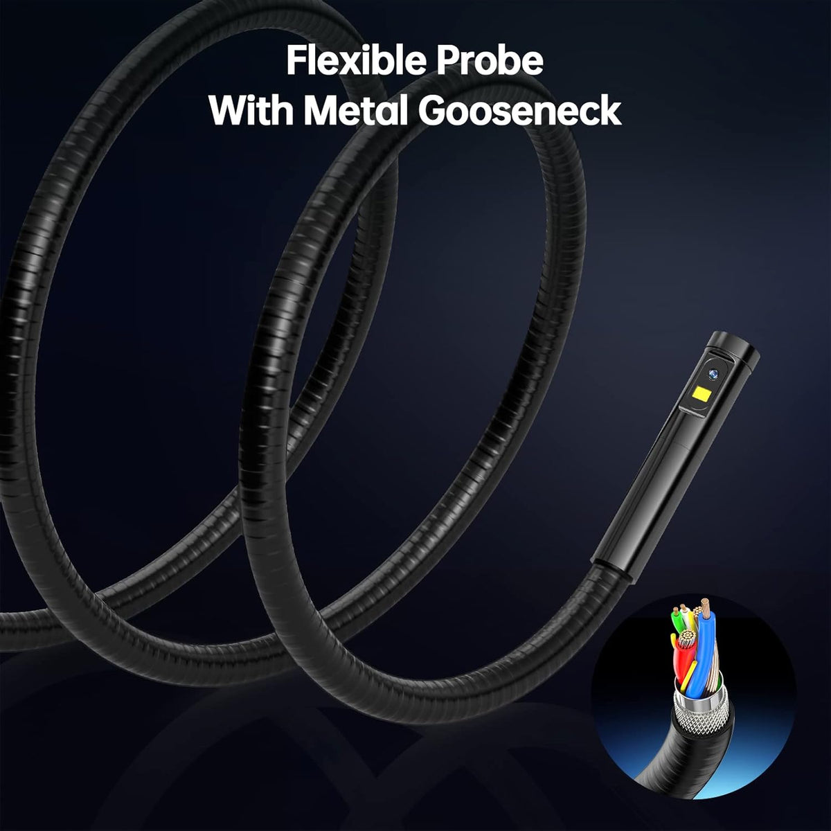 Triple Lens Endoscope Camera with Light, 16.5ft Flexible Waterproof Borescope I637