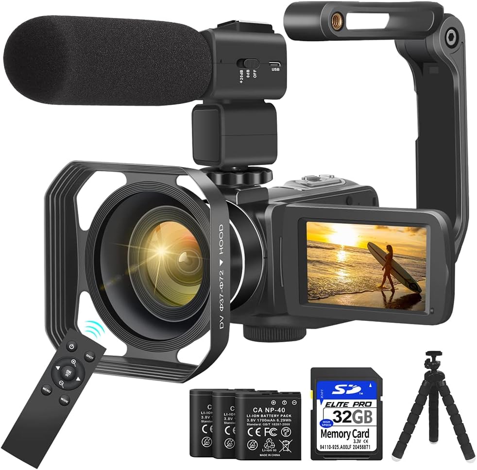 4K 56MP UHD Video Camera Camcorder with 32G SD Card IR Night Vision 18X Digital Zoom WiFi S5361