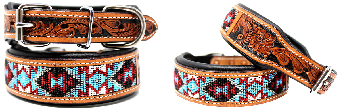Cow Leather Adjustable Padded Dog Collar N3536