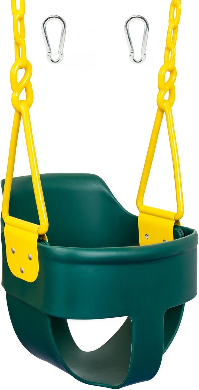 Blue Full Bucket Toddler Swing Seat with Plastic Coated Chains and Carabiners, Pack of 2 M9095