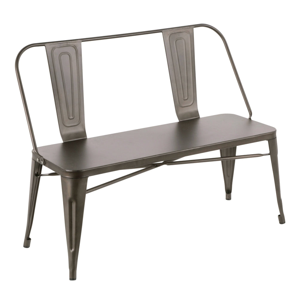 Industrial Metal Bench (Vintage White) Z543989