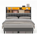 Full Size Bed Frame with Storage Headboard and Charging Station L230