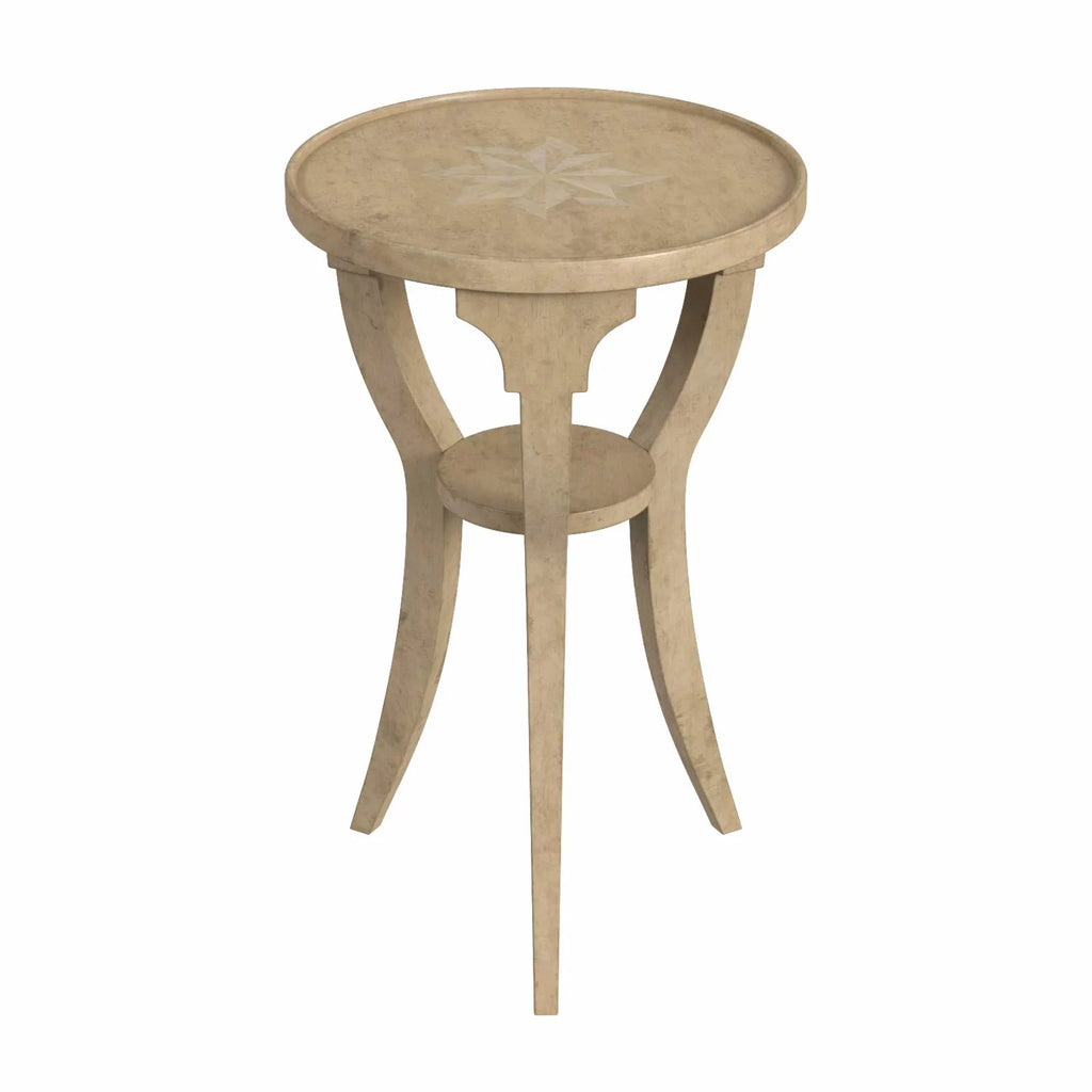 Beige Wood Round Accent Table E708