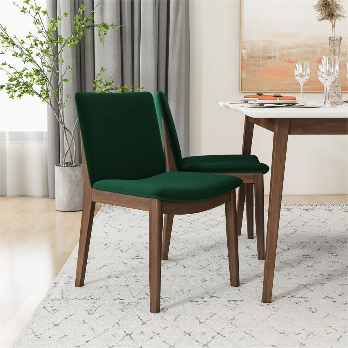 Solid Wood Walnut Dining Table and Chair Set of 4 F41548