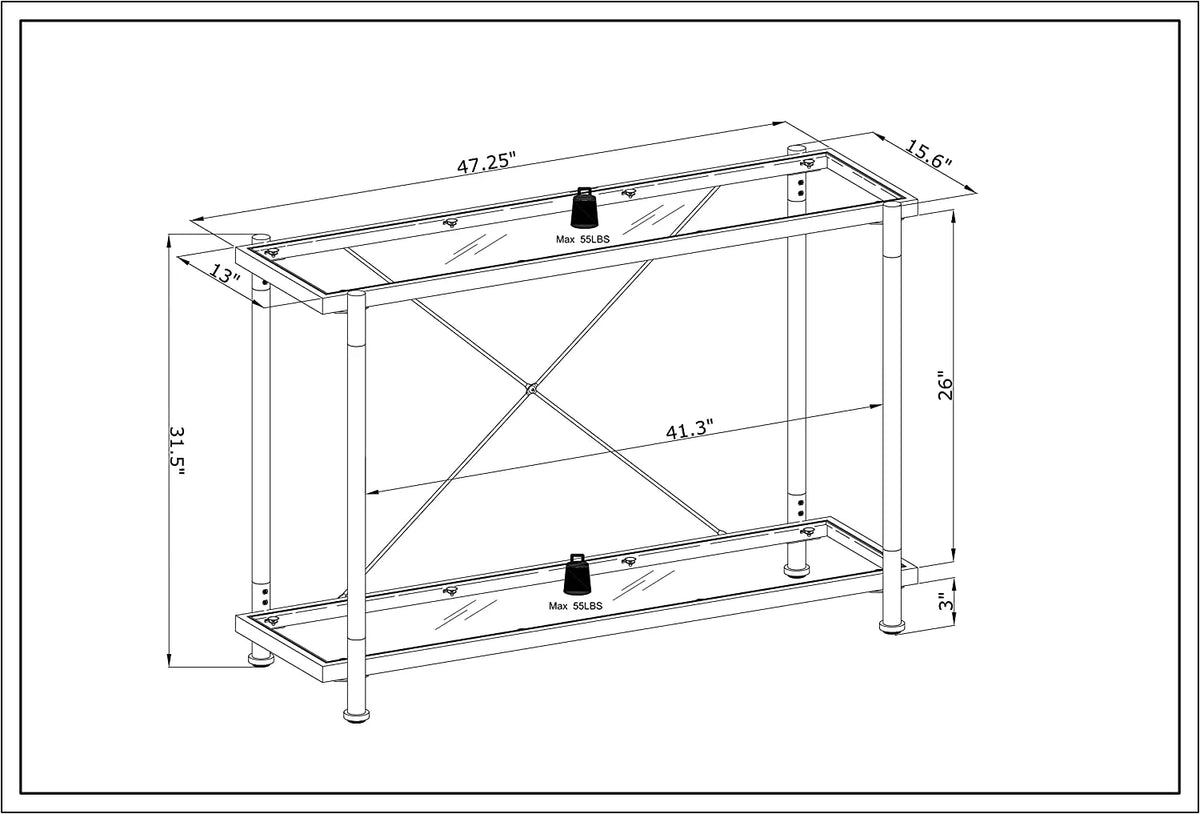 Glass Console Tables with Metal Frame E1080