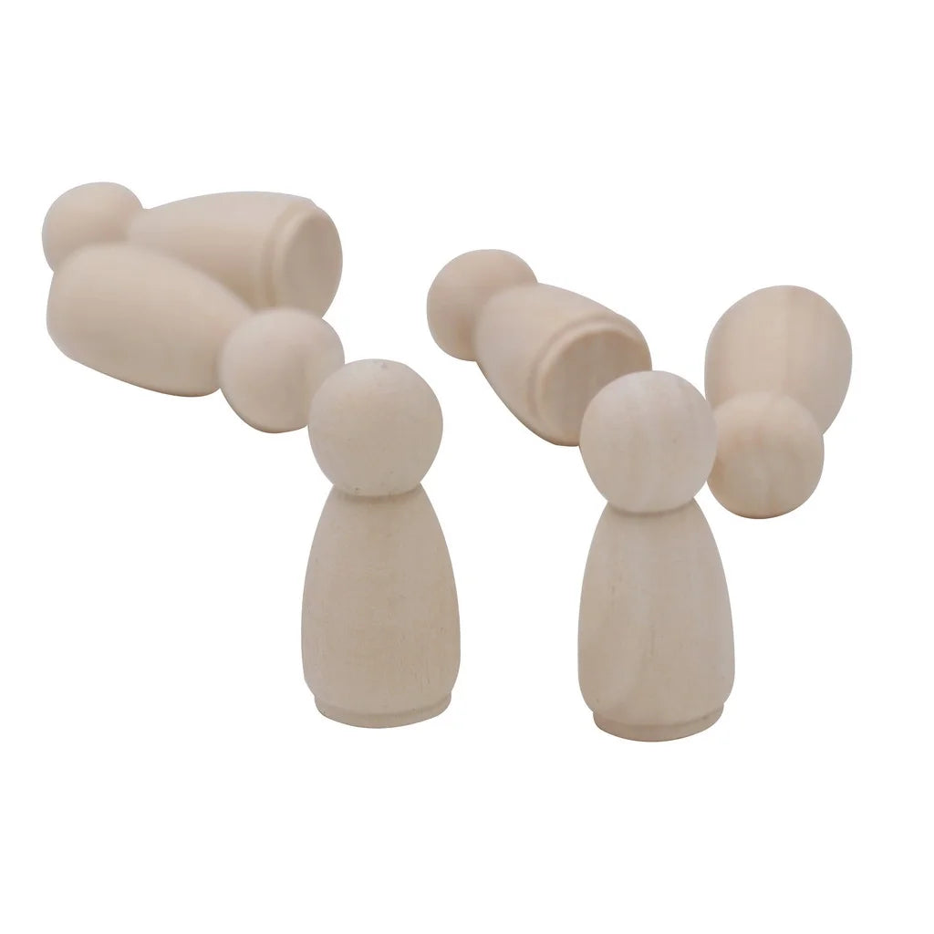 20Pcs Natural Unfinished Wooden Peg Doll Bodies Woman 55mm V409
