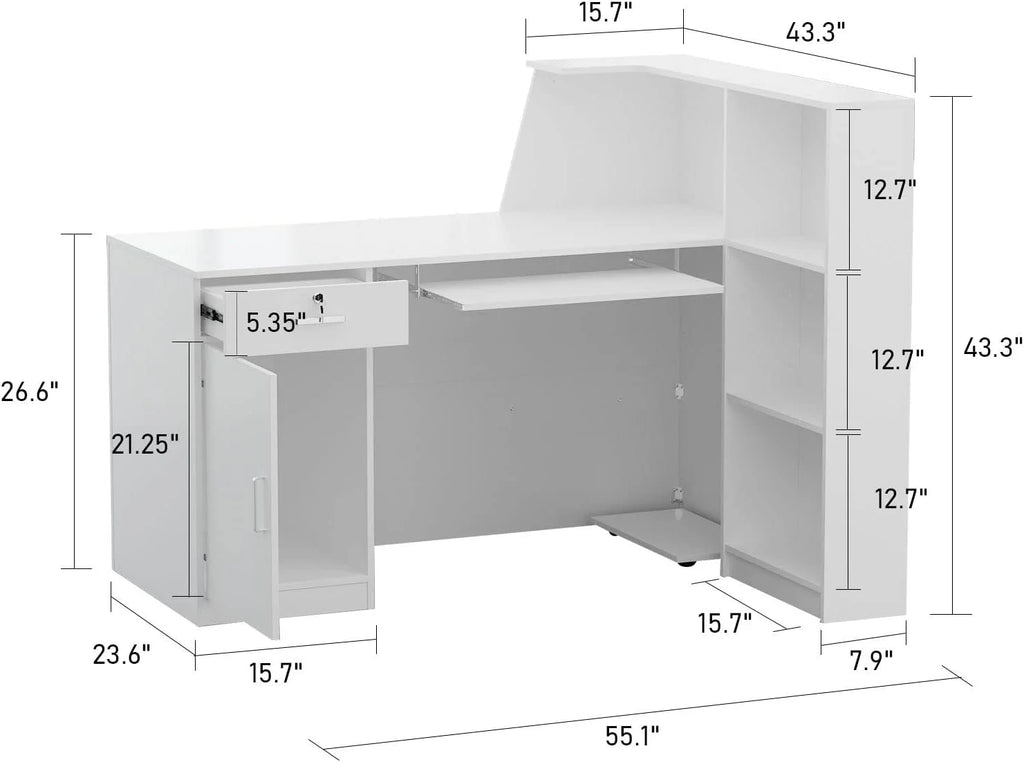 L-Shaped Black Reception Desk T933