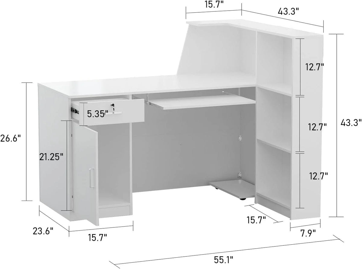 L-Shaped Black Reception Desk T933