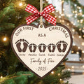 First Christmas Family of Three Footprints Ornament T632