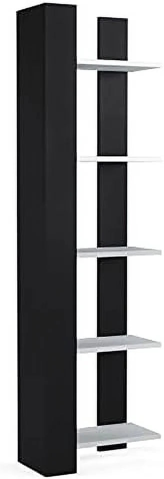White 5-Corner Unit Display Shelves and Wooden Bookcase Q825