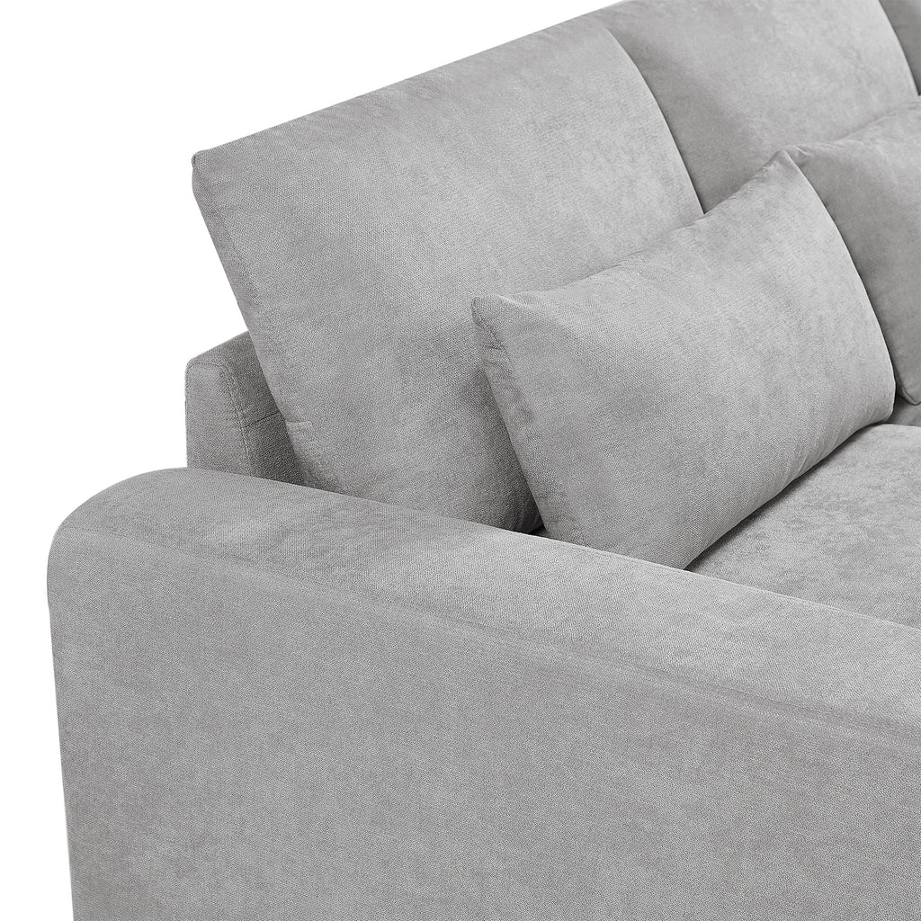 Light Gray L-Shape Feather Filled Sectional Sofa H708