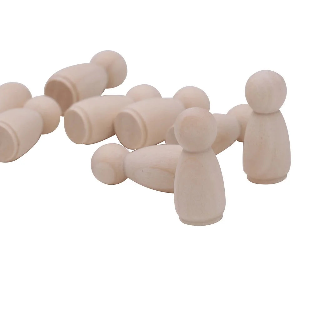 20Pcs Natural Unfinished Wooden Peg Doll Bodies Woman 55mm V409