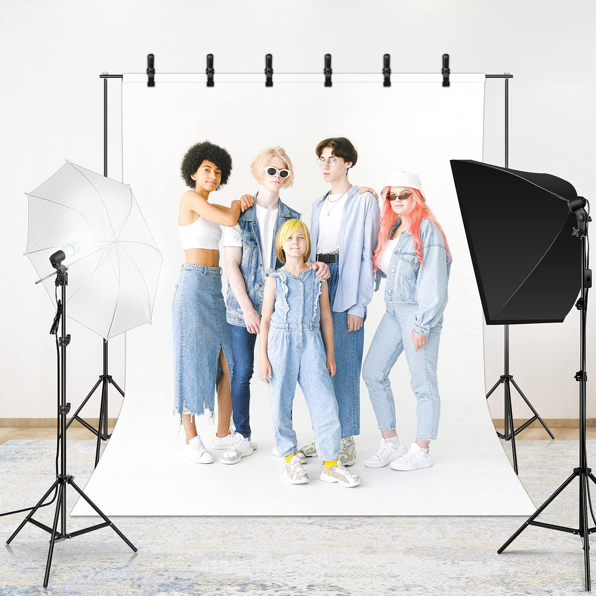 Photographic Umbrella Soft Box Lighting Kit with Cantilever Soft Box, 2m Light Stand, 2-in-1 Reflector V785