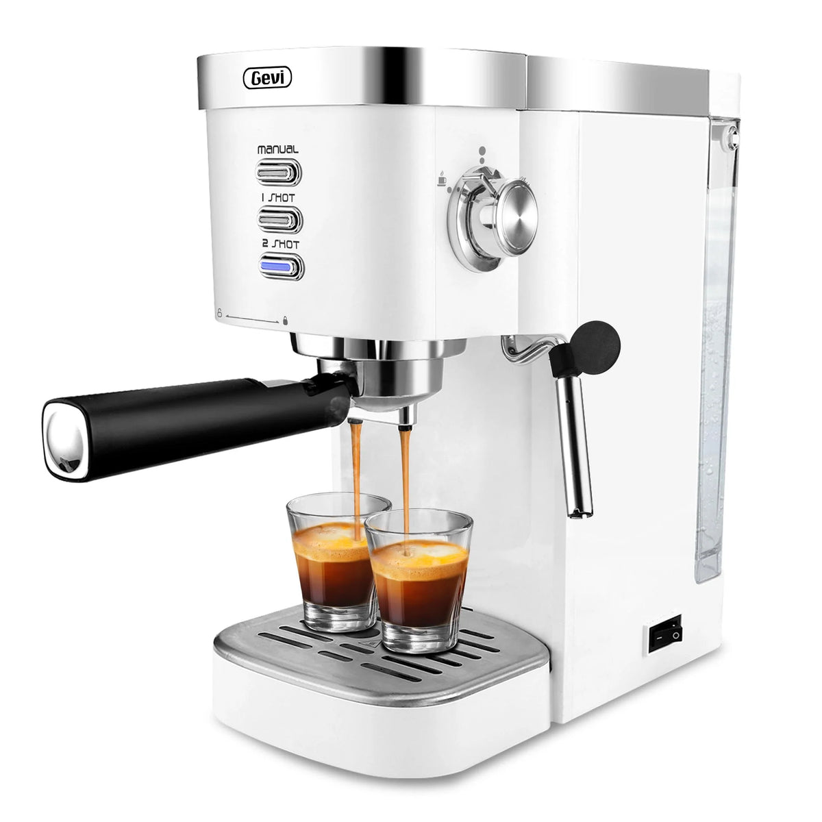 20 Bar Espresso Machine with Milk Frother Wand, 40.58 oz, White T692179