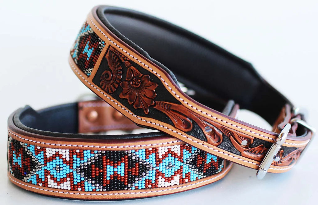 Cow Leather Adjustable Padded Dog Collar N3536