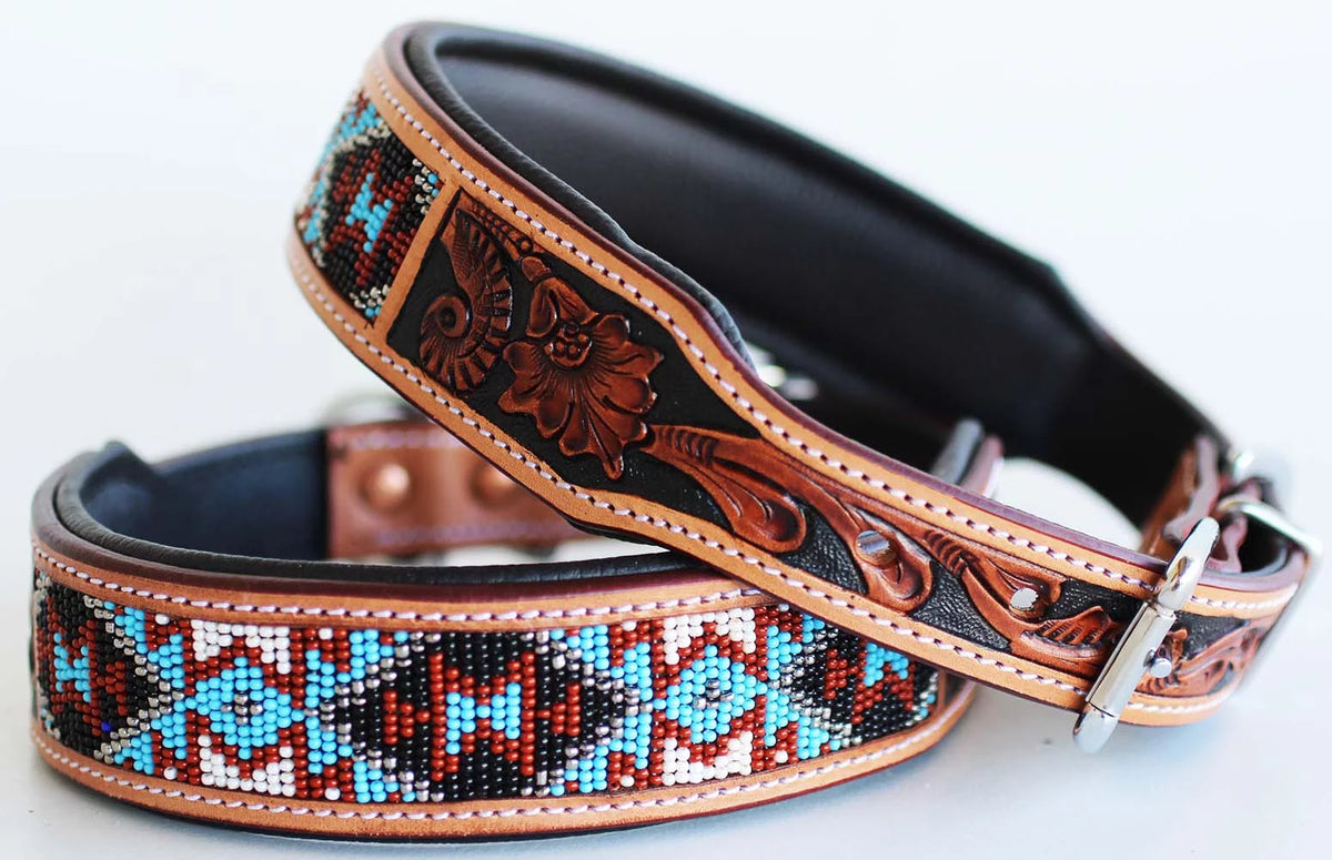 Cow Leather Adjustable Padded Dog Collar N3536