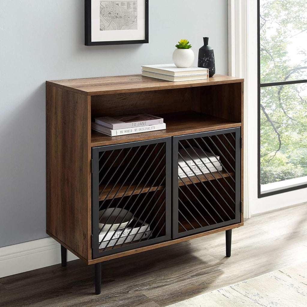 Rustic Oak Wood Bar Cabinet V477