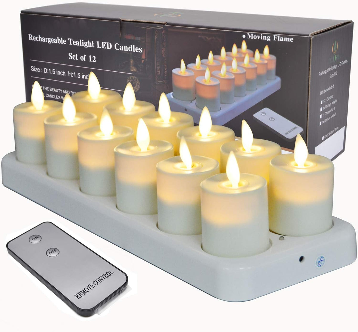 Set of 12 Amber Yellow LED Flameless Tealight Candles F436