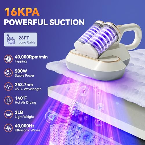 16Kpa Corded Handheld Mattress Vacuum Cleaner with 0.7L Double Cup G512