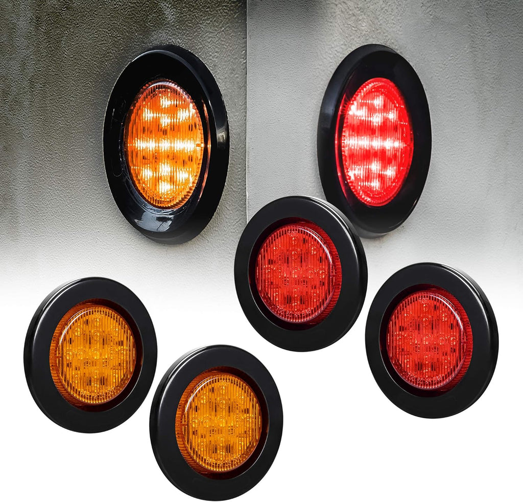 8pc 2.5" Red Round Trailer LED Marker Clearance Lights Waterproof IP67 I629466
