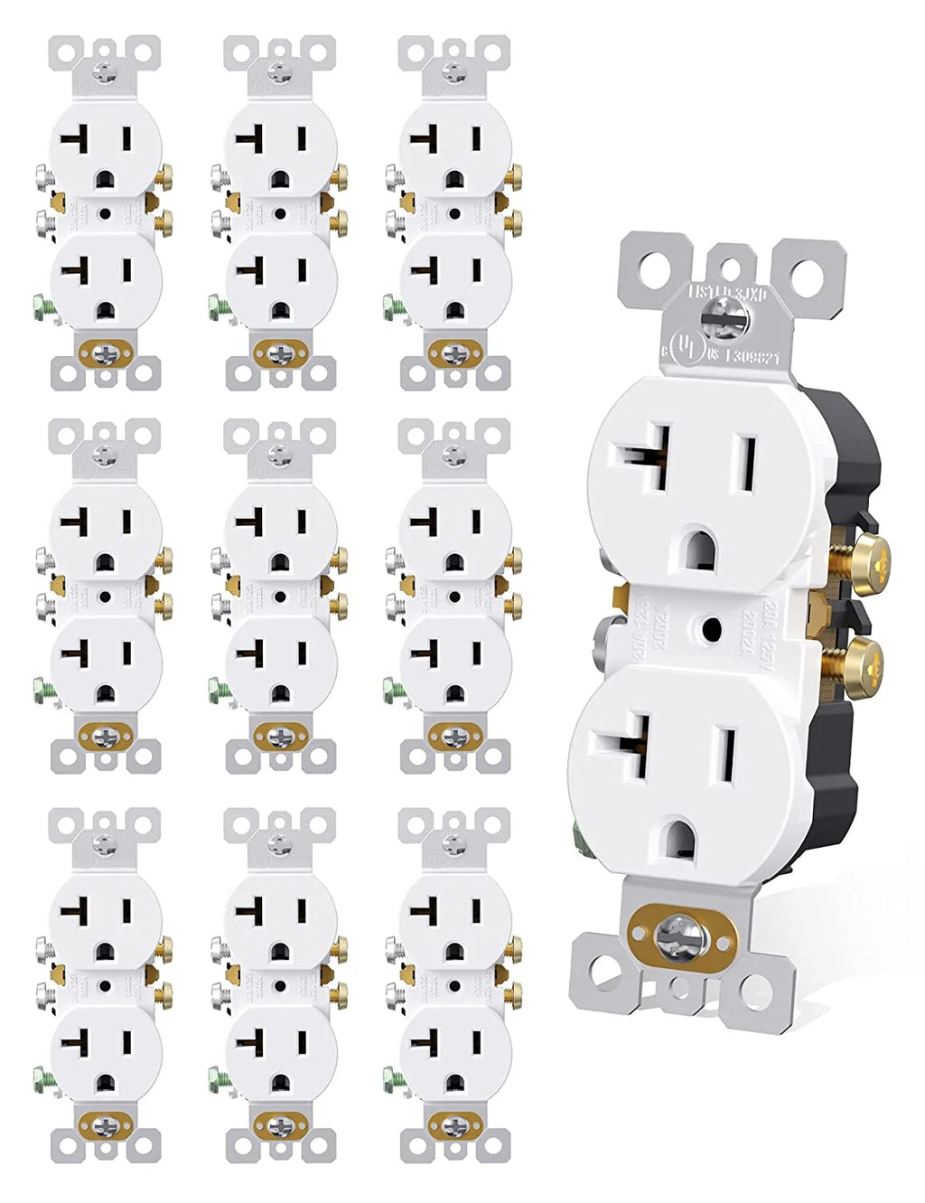 White 20Amp 125V Duplex Receptacle Wall Outlet 10 Pack G699