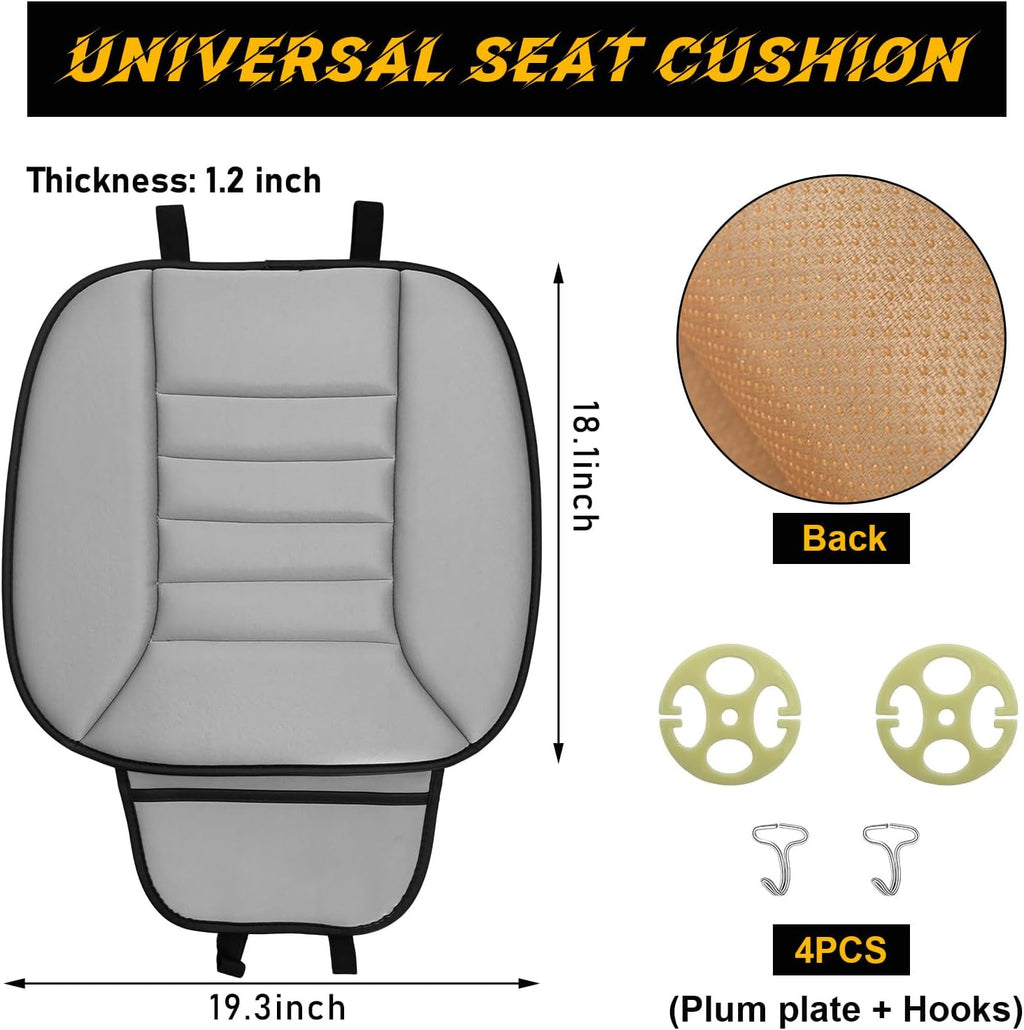 Gray Memory Foam Car Seat Cushion with Non-Slip Bottom M485816