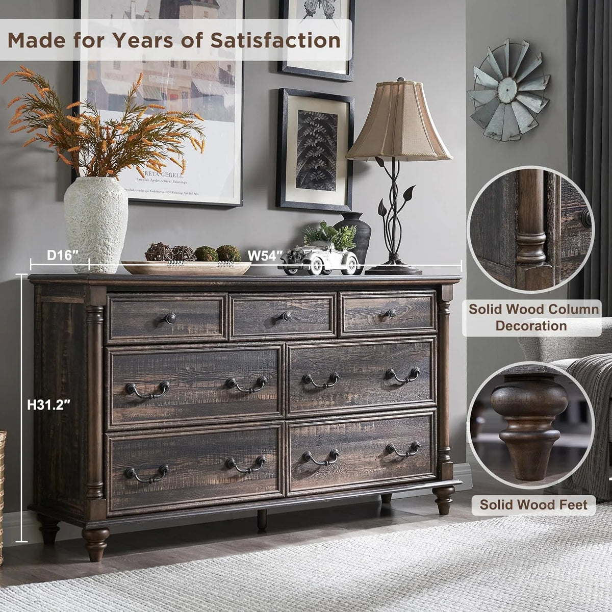 7 Drawer Wood Dresser U900678