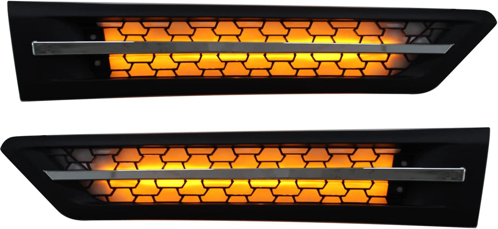 Green LED Side Grille Air Intake Vent Replacement Left Right Pair for Freightliner Cascadia 2018+ I57117
