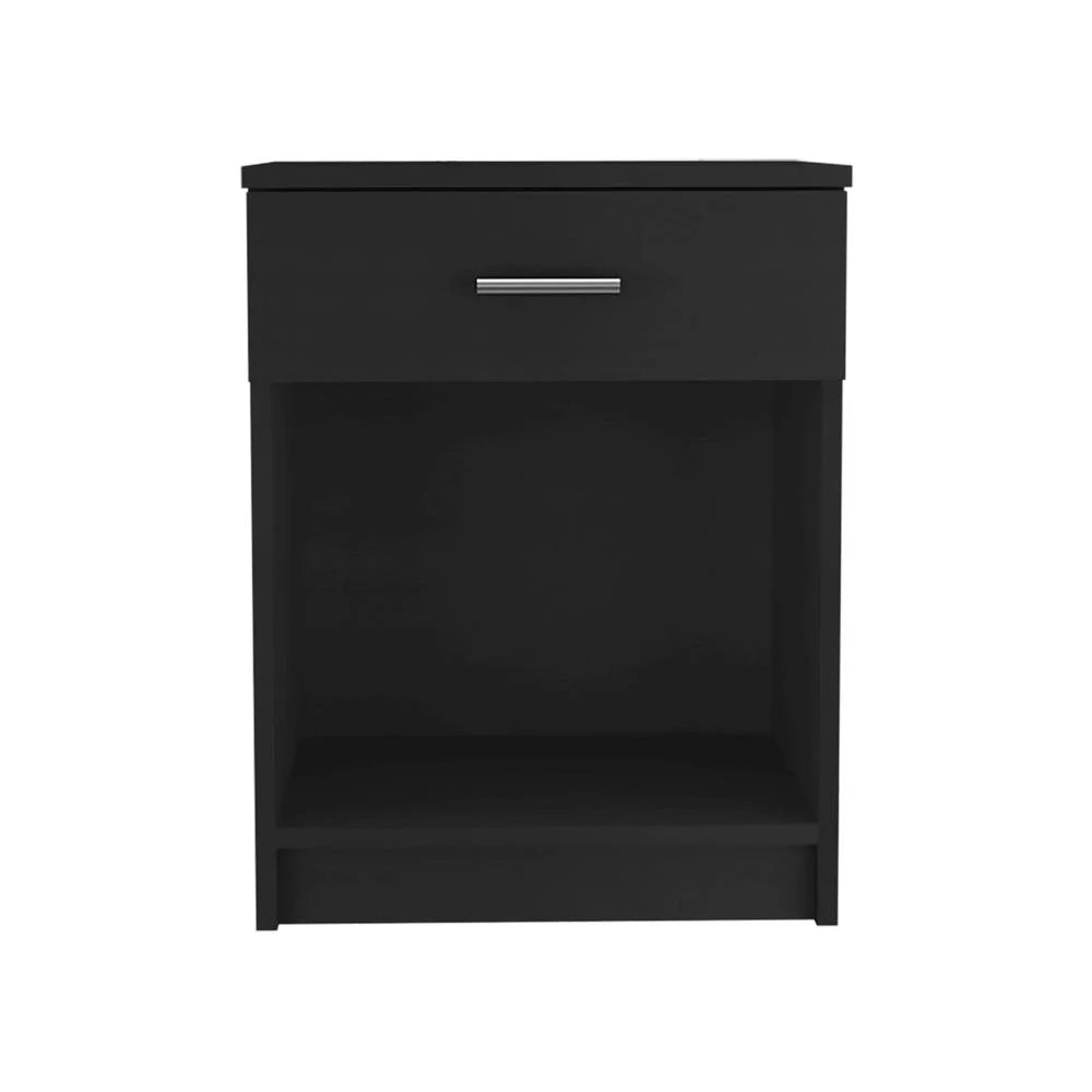 Black Engineered Wood Nightstand J698