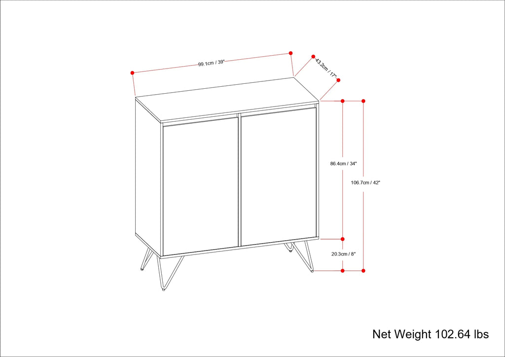 39 inch Wide Solid Mango Wood and Metal Storage Cabinet Y8021