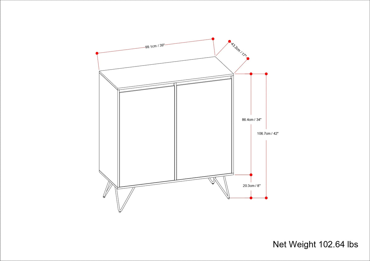 39 inch Wide Solid Mango Wood and Metal Storage Cabinet Y8021