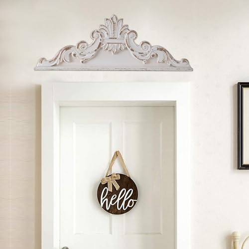 White Wood Floral Carved Wall Sculptures P4797