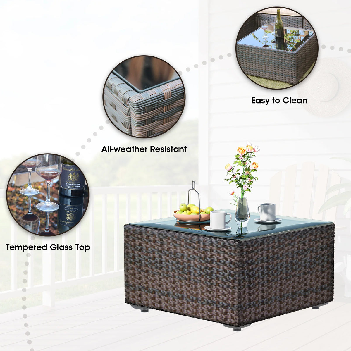 9 Pieces PE Wicker Rattan Sectional Sofa B85292