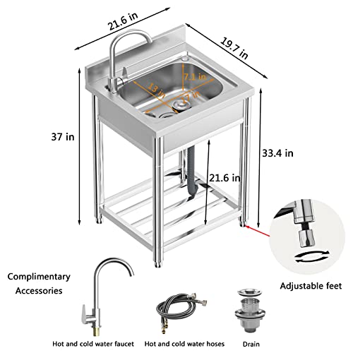 Stainless-Steel Single Bowl Kitchen Sink Set with Faucet Y3406