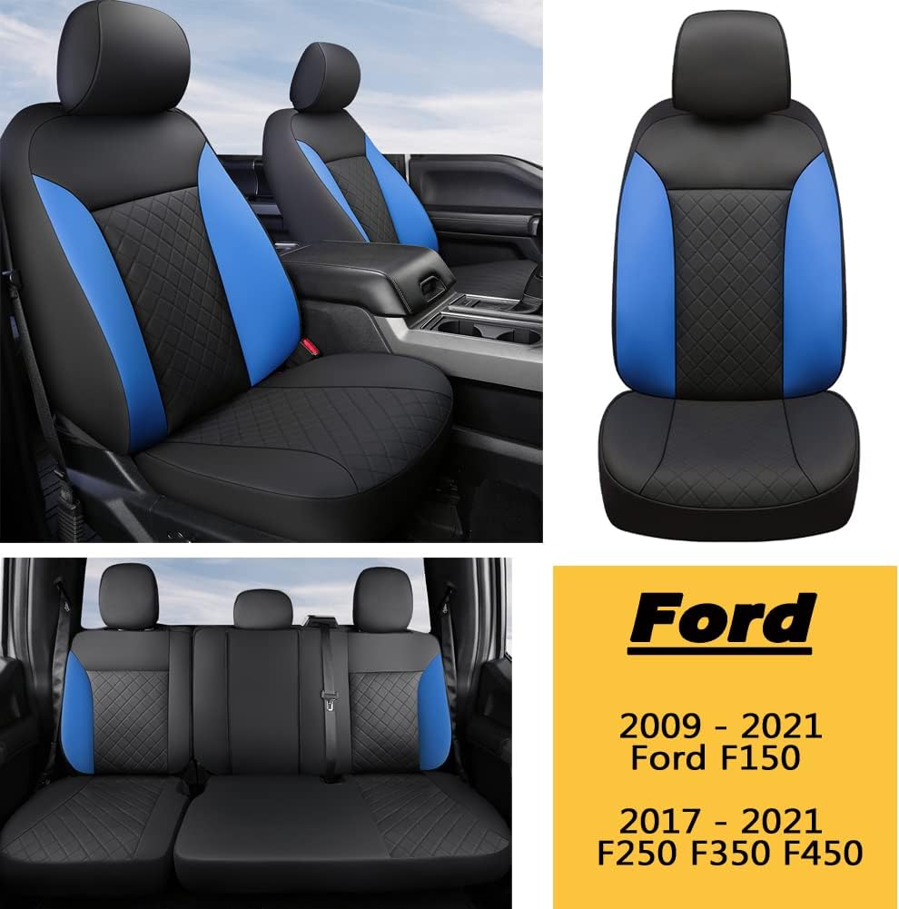 Custom Fit Car Seat Covers Full Set Black Blue A2968