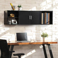 Black Floating TV Stand Wall Mounted Media Console D42406