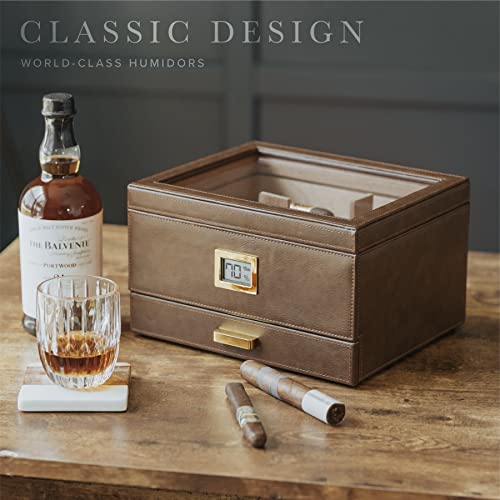 Glass Top Humidor with Cedar and Digital Hygrometer S365123