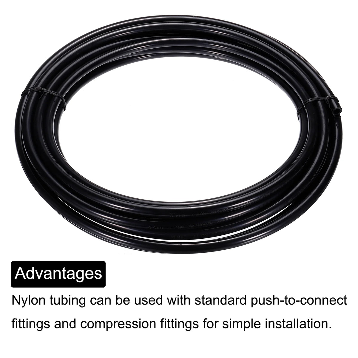 Pneumatic Tubing, 12mm OD x 8mm ID x 10m Nylon Air Brake Tube Black T25028