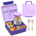8oz Leak-Proof 4 Compartment Bento Lunch Box Set with Thermo Food Jar and Insulated Bag F819