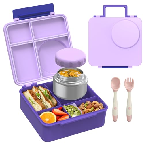 8oz Leak-Proof 4 Compartment Bento Lunch Box Set with Thermo Food Jar and Insulated Bag F819