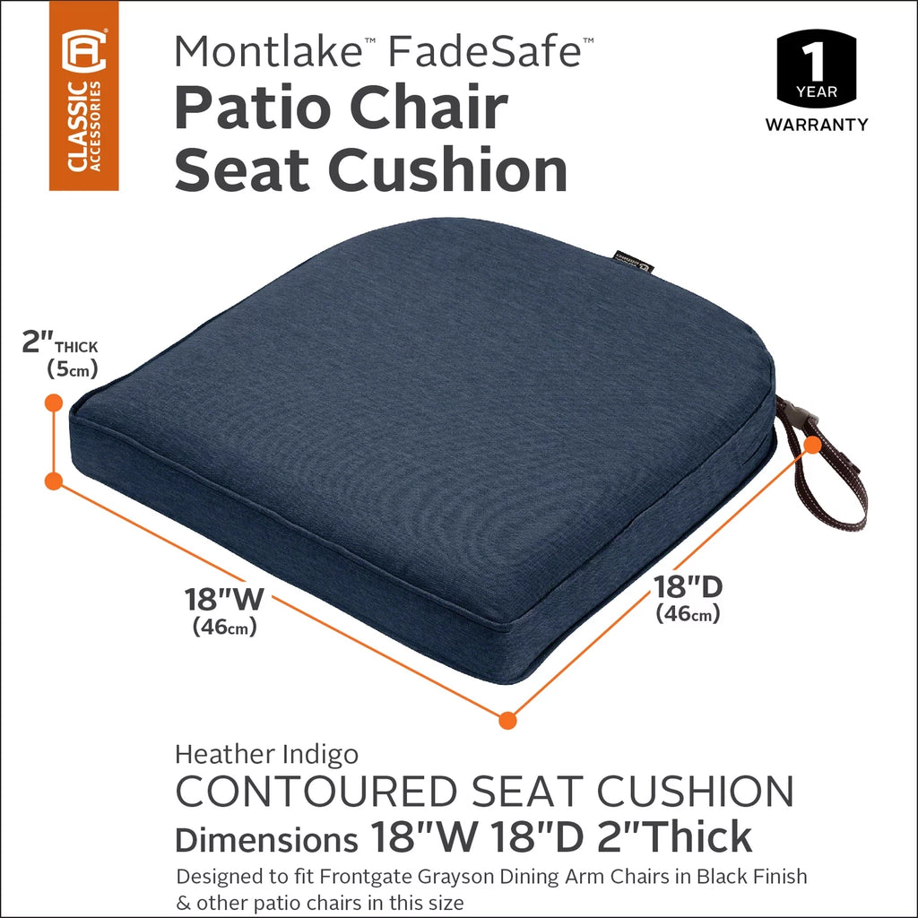 Square Patio Dining Seat Cushion, 20"W x 20"D x 2"T F921